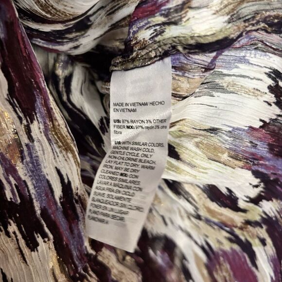 Chicos Top Womens 18 Multicolor Metallic Print Split Neck Popover Blouse - Picture 8 of 9